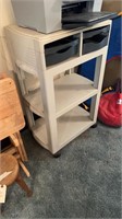 Plastic 2 shelf with drawers rolling cart