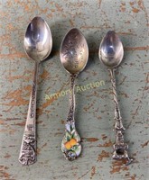 3 SILVER SOUVENIR SPOONS 2 ARE 925 1 IS 800