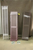 (14) Shutters, 64"x15", (3) Wire Shelves, 75"x12",