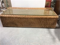 Large Rattan Coffee Table With Heavy Glass -  75