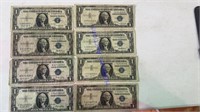 8 $1 Silver certificates 1957 & 1935