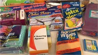 Assorted Sponges, Gloves, and Kitchen Paper