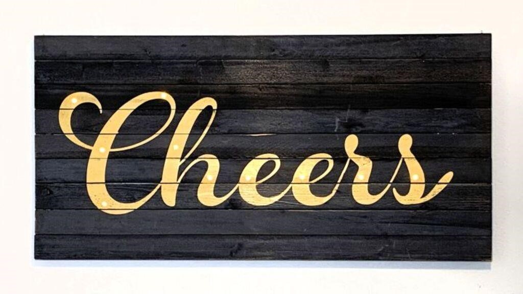 Cheers Hand Painted Slat Wood Sign