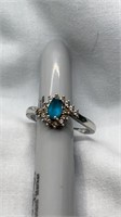 925 silver ring with turquoise blue stone