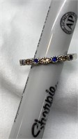 925 silver ring with blue and white stones