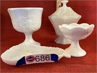 4 - Milk Glass, grape pattern