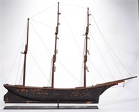 FOLK ART CARVED AND PAINTED CLIPPER SHIP MODEL,