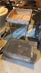 Small work table, with no top, and a antique