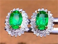 1.2 ct natural emerald earrings in 18K gold