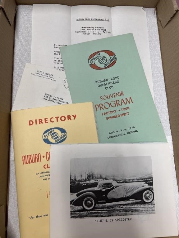 1960s Auburn cord Duesenberg club directories a