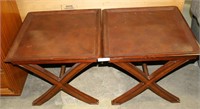 TWO WOOD AND GLASS ENDTABLES