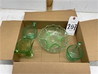 Vintage Glass  Green 5 pieces