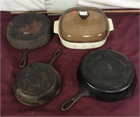 Corning Casserole And Cast Iron Pans