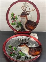 (2) decorative deer plates