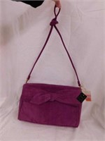 New ladies leather suede purse - Hand crocheted