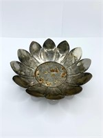 Vintage Silver Plate Lotus Flower Bowl