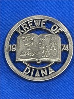 1974 Krewe of Diana - cut out - Mardi Gras coin