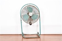 Vintage Turquoise Emerson Sebreeze Fan On Stand