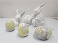 Rabbit and Eggs Figurines