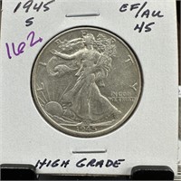 1945-S WALKING LIBERTY SILVER HALF DOLLAR HIGH GD