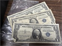 LOT OF 3 MIXED $1 SILVER CERTIFICATES
