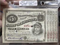 1874 LOUISIANA $5 BABY FACE BOND NOTE