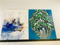 2pcs abstract paintings