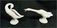LLADRO PAIR OF GEESE PORCELAIN BISQUE FIGURINES
