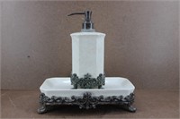 Spring Global Ceramic Soap Dispenser & Bar Holder