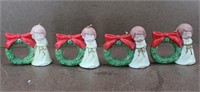 Vtg Jasco Porcelain Angel Bell w/ Wreath Ornaments