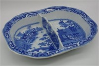 Spode 'Willow' pattern divided dish