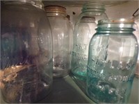 VARIETY OF GLASS JARS