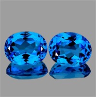 Natural Intense Swiss Blue Topaz Pair {Flawless-VV