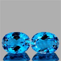 Natural Intense Swiss Blue Topaz Pair {Flawless-VV