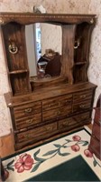 8 drawer Wooden dresser with mirror and golden
