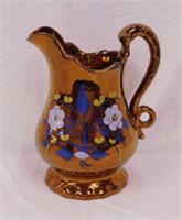 1860's copper lustre English cream pitcher, 7.5"