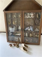 Knick Knack Shelf With Minatures, Salt & Peppers