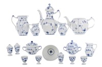 SIXTEEN PCS ROYAL COPENHAGEN BLUE FLUTED TEA SET