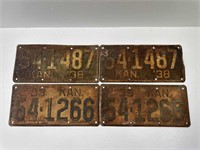 1938, 1939 Matching Kan License Plates