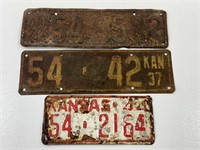 1932, 1937, 1944 Kan License Plates