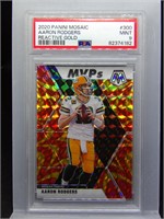 Aaron Rodgers 2020 Mosaic Gold Reactive PSA 9