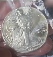 1987 1 ounce fine silver 1 dollar silver eagle