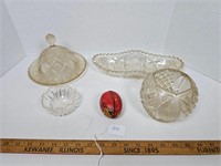 Glassware Covered Cheese Plate & Bowls