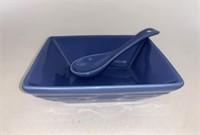 Longaberger Cornflower tasting bowl with spoon