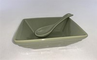 Longaberger Sage tasting bowl with spoon