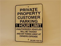 PRIVATE PROPERTY 1 HR. LIMIT S/S METAL SIGN