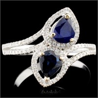 18K Gold 0.96ct Sapphire & 0.26ctw Diamond Ring