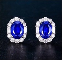 2ct natural royal blue sapphire earrings 18k