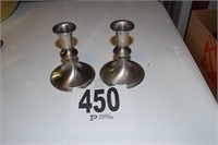 2 PEWTER CANDLE STICK HOLDERS