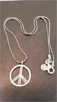 16" Sterling Chain w/peace symbol pendant